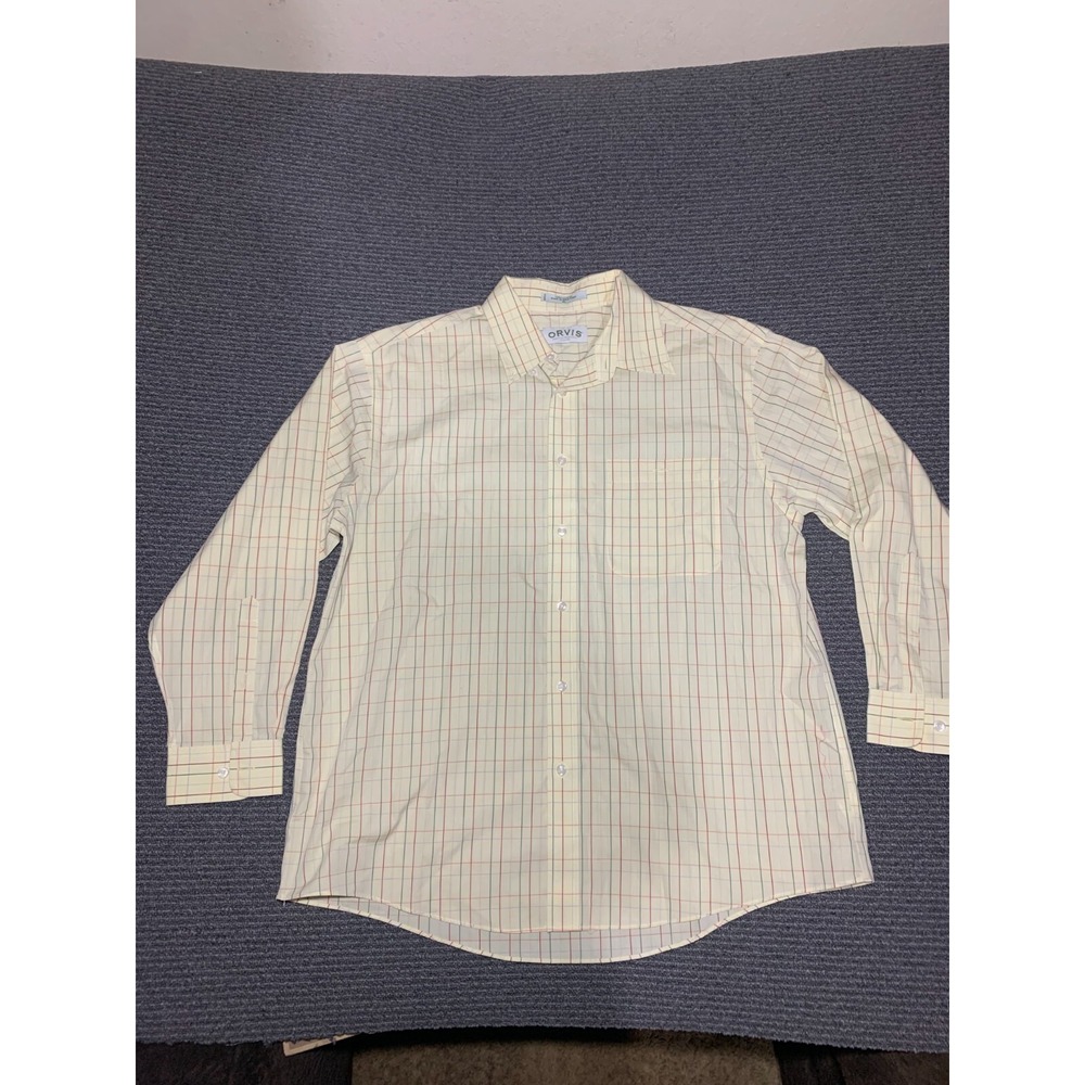 Orvis Men's Size XLarge Yellow plaid Outdoor Long Sleeve Button Front Shirt